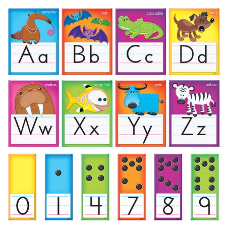 TREND ENTERPRISES Awesome Animals Alphabet Cards Standard Manuscript Bulletin Board Set T8265